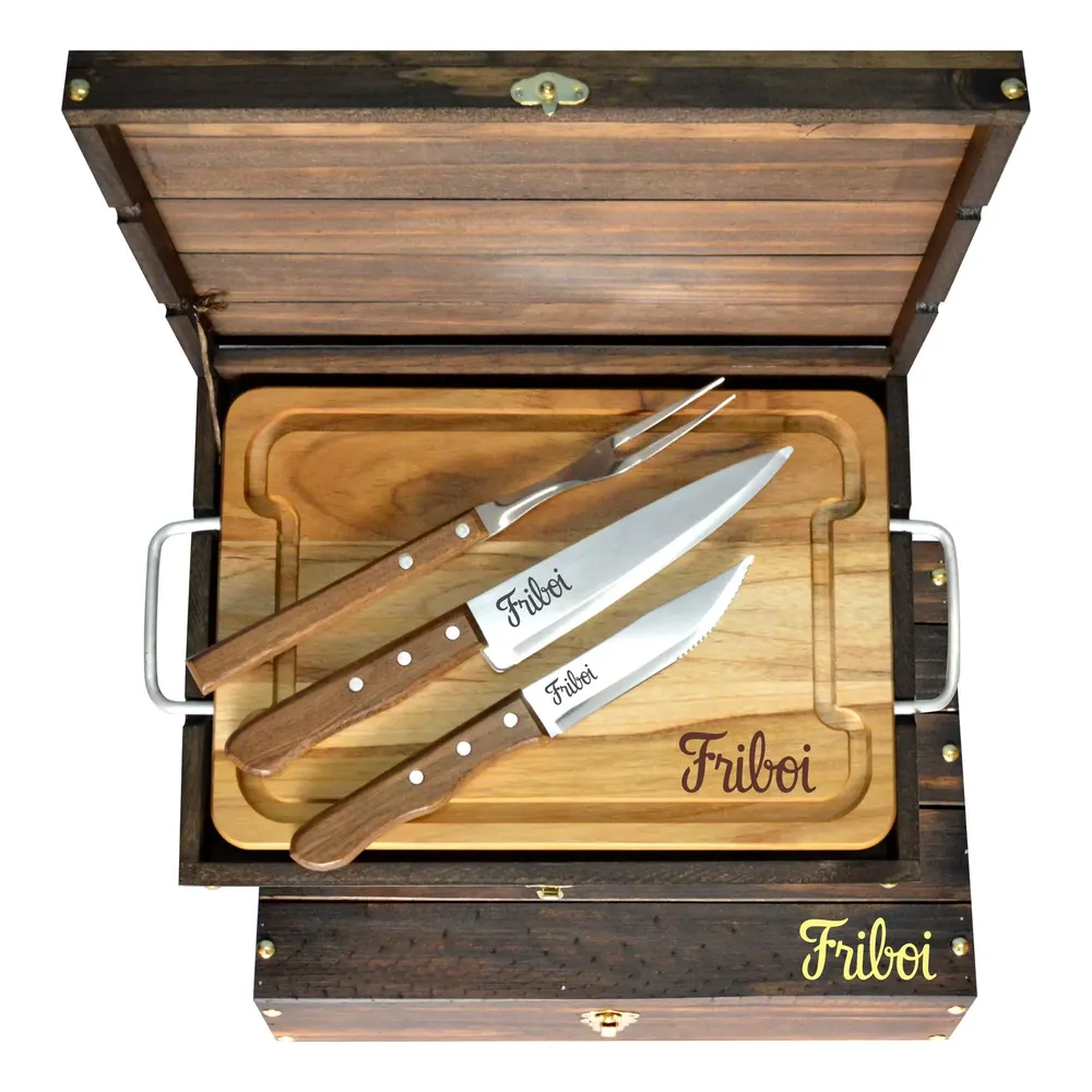 Kit Churrasco Simonaggio Personalizado - Tábua Faca Garfo