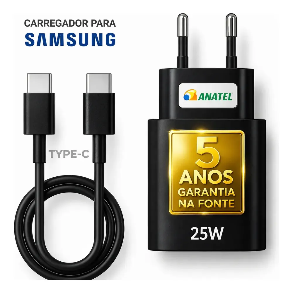 Carregador Super Rápido 25w Para Samsung Galaxy S24 S23 S22 S21 S20 Fe Ultra Motorola M22