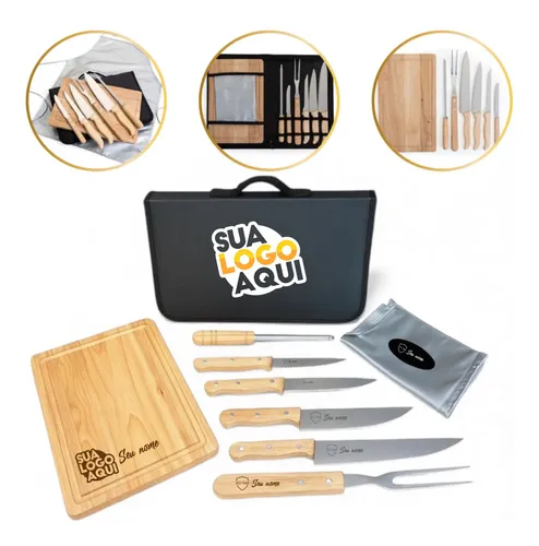 Kit Churrasco Personalizado 8 Peças Nome Time Logo